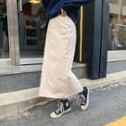 Flat-front Cotton Long Skirt