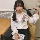 Loose-fit Embroidered Long-sleeve Blouse
