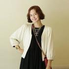 V-neck Balloon-sleeve Zip-up Jacket
