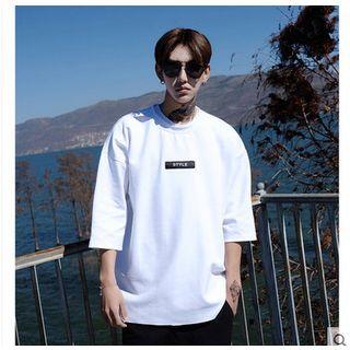 Lettering Applique 3/4 Sleeve T-shirt