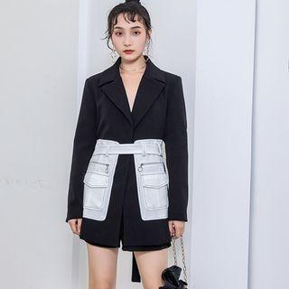 Two-tone Panel Tie-waist Blazer