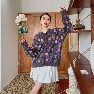 Floral Cardigan Flower - Pink & Purple - One Size