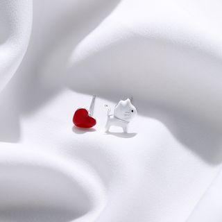 925 Sterling Silver Cat Ear Stud As Shown In Figure - One Size