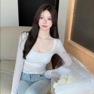 Round-neck Skinny Top White - One Size