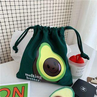 Drawstring Avocado Print Pouch Avocado - Dark Green - One Size