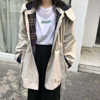 Tie-waist Hooded Zip Jacket