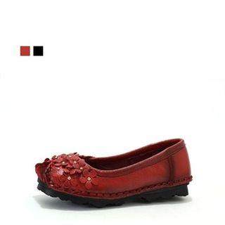 Genuine Leather Appliqu  Flats