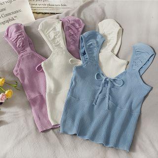 Ribbon-accent Knit Tank Top In 5 Colors