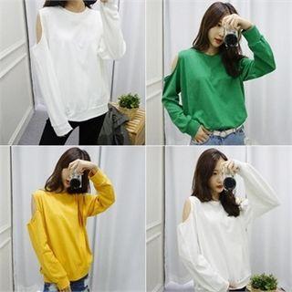 Cutaway-shoulder Pullover
