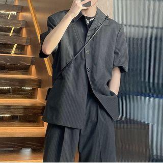 Short-sleeve Striped Shirt / Shift Dress Pants