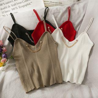 Chain-accent Knit Camisole Top
