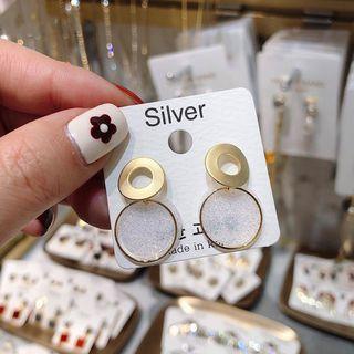 Glitter Disc Drop Cutout Circle Earring As Shown In Figure - One Size