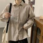Long-sleeve Striped Shirt Stripes - Almond - One Size