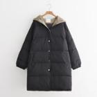 Hooded Padded Zip Coat Black - One Size