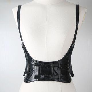 Faux Leather Suspender Corset Belt