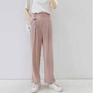 Wide-leg Dress Pants Light Purple - One Size