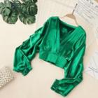 V-neck Long-sleeve Cropped Top