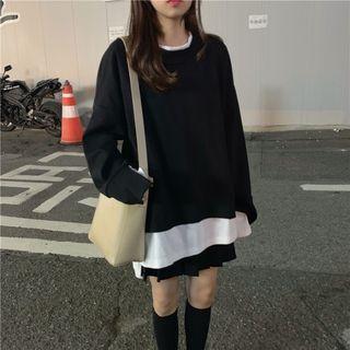 Mock Two Piece Long-sleeve Sweatshirt