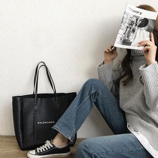 High-neck Drop-shoulder Wool Blend Sweater