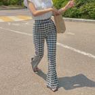 Slit-hem Boot-cut Pleated Pants