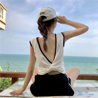Contrast-trim Knot-detail Tank Top