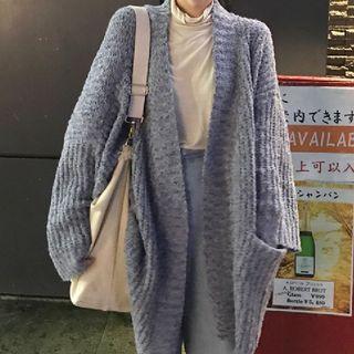 Open Front Cardigan Grayish Blue - One Size