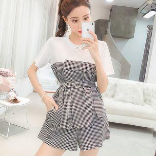 Set: Panel Short-sleeve Top + Shorts