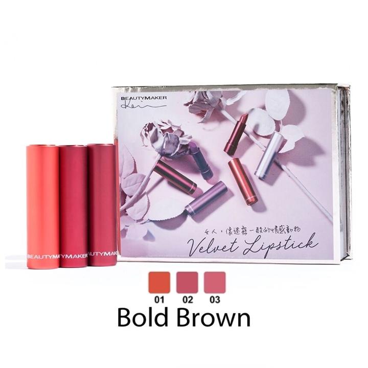 Beautymaker - Intense Long Wear Velvet Lipstick Set (bold Brown ) 30ml