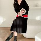 Button-up Two-tone Long Dress