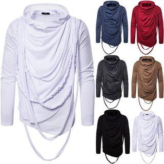 Hooded Braided Strap Long-sleeve T-shirt