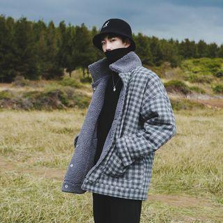 Reversible Gingham Buttoned Jacket