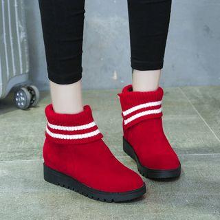 Hidden Wedge Contrast Stripe Ankle Boots
