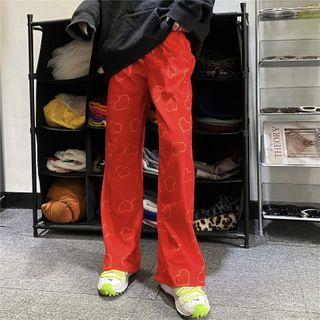 Sweetheart Pattern High-waist Straight-cut Pants