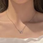 Letter W Pendant Alloy Necklace Letter W Necklace - Silver - One Size