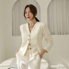 V-neck Button-up Blazer