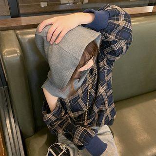 Cold-shoulder Plaid Hoodie