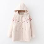 Floral Print Hooded Toggle Coat