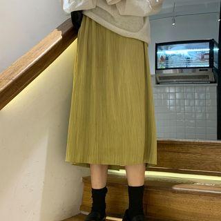 Ribbed Velvet Midi Skirt