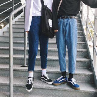 Couple Matching Cropped Straight-fit Jeans