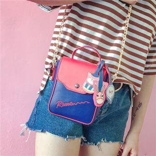 Faux-leather Color-block Mini Cross Bag