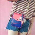 Faux-leather Color-block Mini Cross Bag