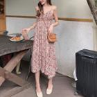 Spaghetti Strap Midi Floral Dress / Slit Sweater