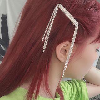 Rhinestone Bar Tassel Hair Clip