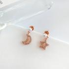 Rhinestone Clip-on Earring 1 Pair - Stud Earrings - Pink - One Size