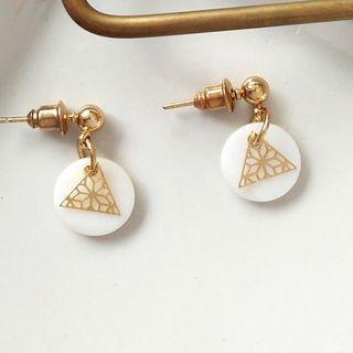 Cutout Triangle & Disc Dangle Earring 1 Pair - Stud Earrings - One Size