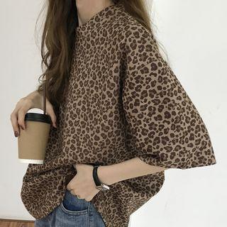 Leopard Crewneck Long T-shirt