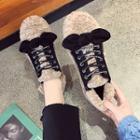 Bow Accent Furry Lace-up Sneakers