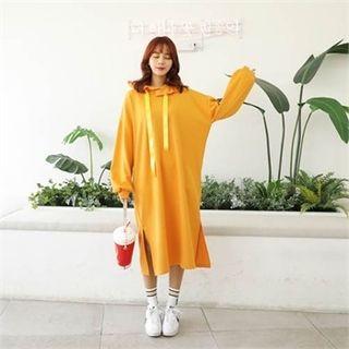 Frill-trim Long Hoodie Dress