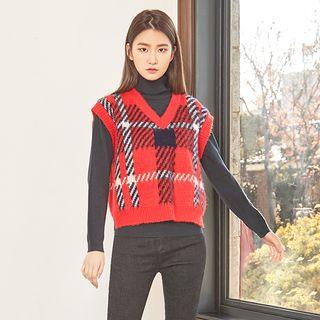 Sleeveless Checked Vest