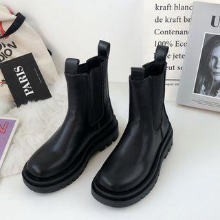 Plain Platform Short Boots / Mid-calf Boots